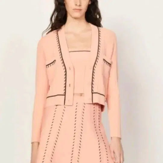 [BUNJANG] Sandro Pink Knit Cardigan and Skirt Set Size 36 / 산드로 셋업