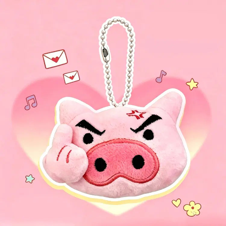 [BUNJANG] Angry Pig Doll Keyring Bag Charm / 앵그리 돼지 인형키링 / 화난 피그 백참 빠큐 성질 재밌는 표정 감정