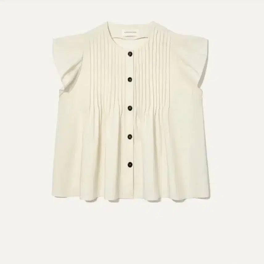 [BUNJANG] Kinder Salmon Pintuck Ruffle Sleeve Blouse Cream / 킨더살몬 핀턱 러플슬리브 블라우스 크림 판매합니다