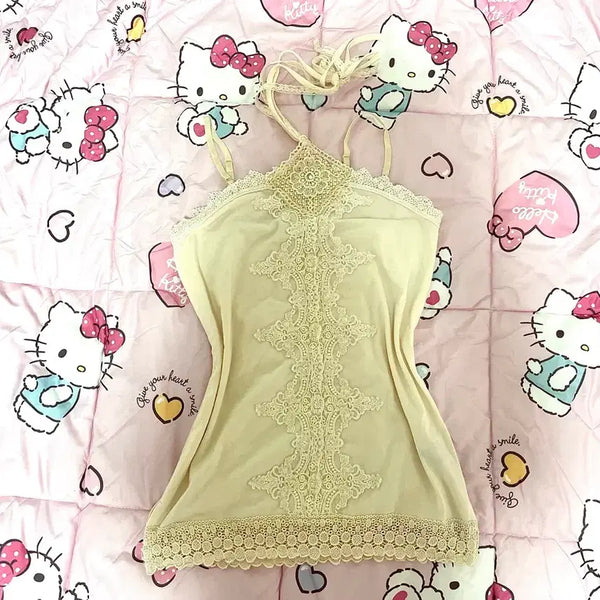 [BUNJANG] Acciiz Farm Cubic Halterneck Sleeveless Top / 엑시즈팜 페어리 히메갸루 큐빅 홀터넥 슬리브리스 나시핀터오월빈티지대장진리