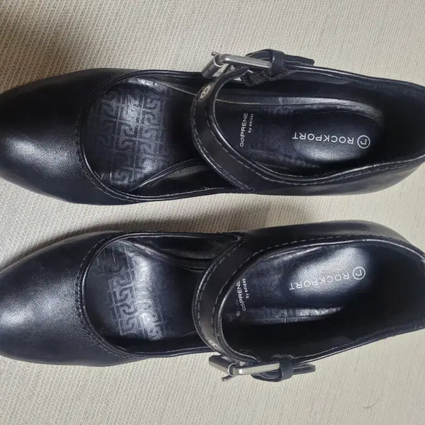 [BUNJANG] Rockport Black Leather Strap Heels / 락포트 검정 스트랩 구두