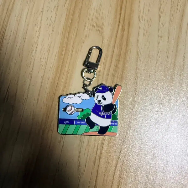 [BUNJANG] Everland Bao Family x Samsung Lions Baseball Panda Keychain / 에버랜드  바오패밀리  삼성라이언즈  야구하는  판다키링