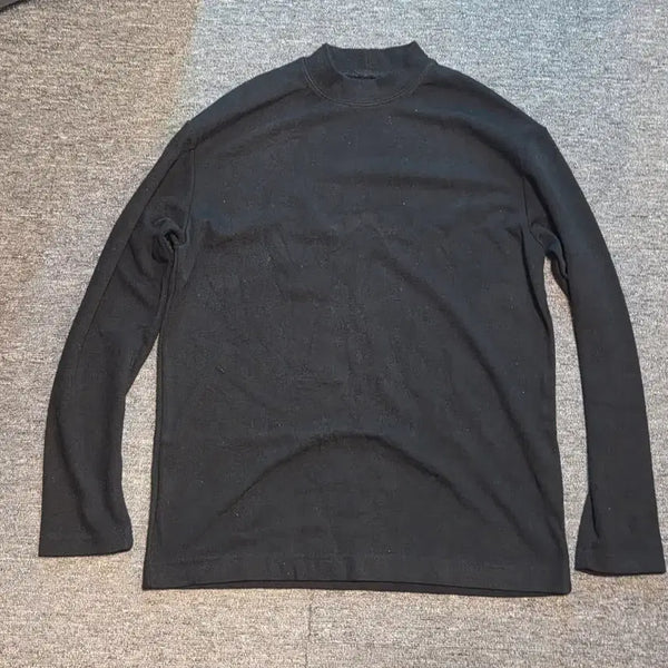 [BUNJANG] Kkang Drawfit Mock Neck Knit T-Shirt Black / 깡 드로우핏 모크넥 니트 티셔츠