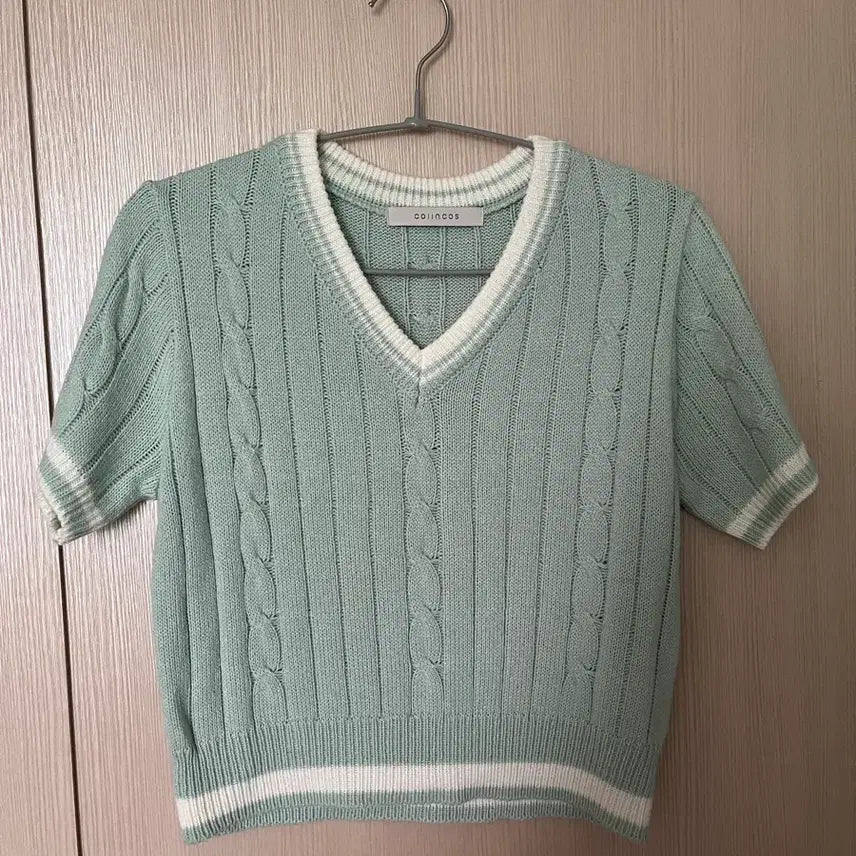 [BUNJANG] Coincoz Mink Summer Short-Sleeve V-Neck Knit / 코인코즈 민크 여름 반팔 니트 브이넥