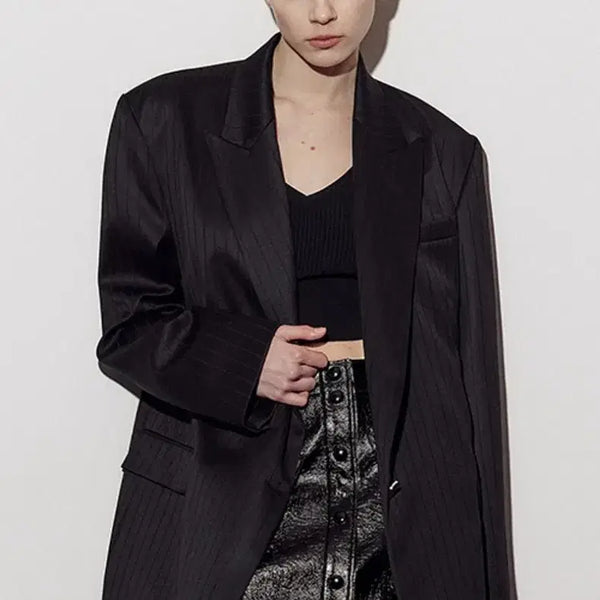 [BUNJANG] Gang Sisters Pure Wool Jacket Pinstripe / 강자매 퓨어뉴울 자켓