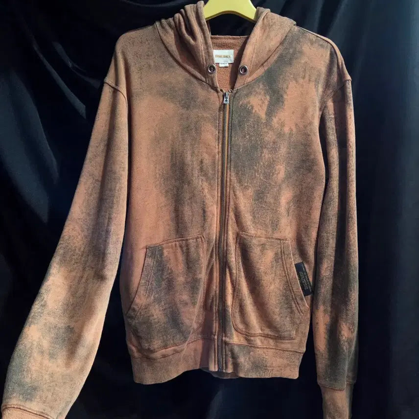 [BUNJANG] Diesel Graphic Washed Hooded Zip-Up / 디젤 그래픽 워싱 후드집업