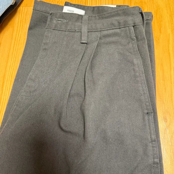 [BUNJANG] POSZER Wide Two-Tuck Cotton Pants (Charcoal) / POSZER 포저 와이드 투턱 코튼 팬츠 (차콜)