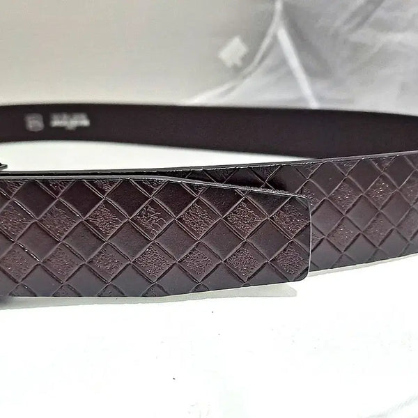 [BUNJANG] Dark Brown Lattice Full Grain Leather Belt / (무배)격자통가죽 다크브라운 벨트2838