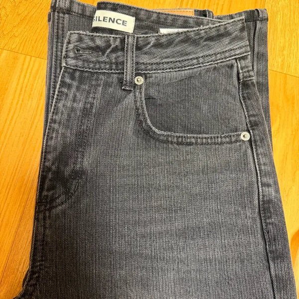 [BUNJANG] INSILENCE Women Broken Twill Straight Jeans BLACK / 인사일러스우먼 브로큰 트윌 스트레이트 진 BLACK