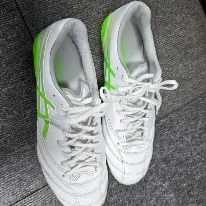 [BUNJANG] Asics DS Light X-Fly 6 AG Football Boots White Green Size 255 / 아식스 축구화 DS 라이트 X-FLY 6 AG [255]