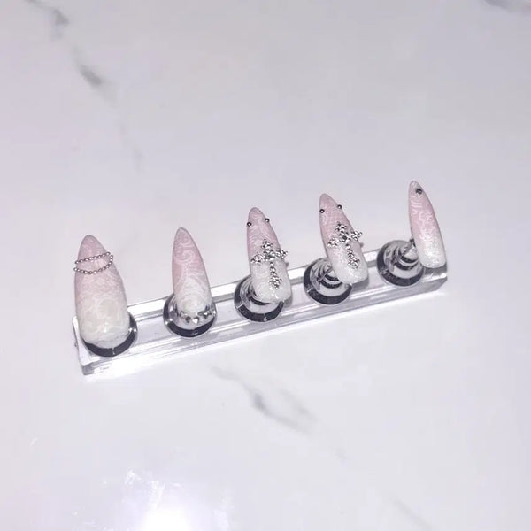 [BUNJANG] Handmade Nail Tips Lace Cross Cubic / 수제 네일팁 레이스 십자가 큐빅 판매