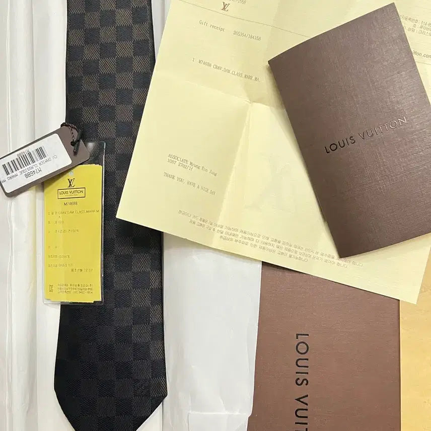 [BUNJANG] Louis Vuitton Damier Classic Necktie Unused / 루이비통 다미에 클래식 넥타이 미사용