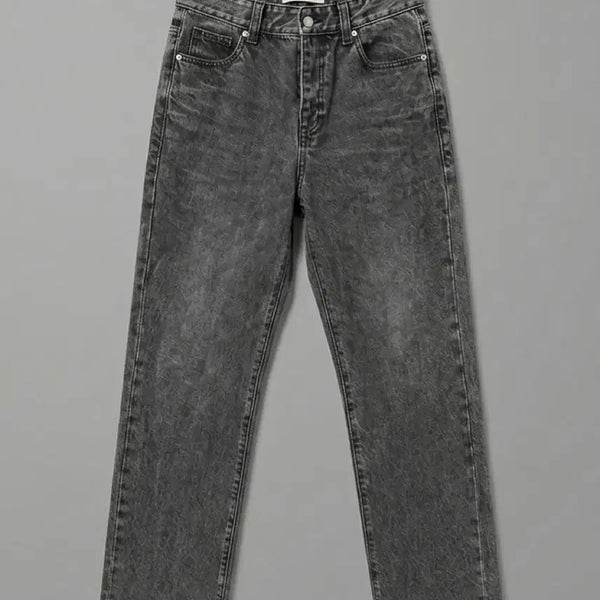 [BUNJANG] MERGE X FLAK Straight Denim Pants Black Washed / 메르고x플랙 스트레이트 데님팬츠 K53 블랙 워시드