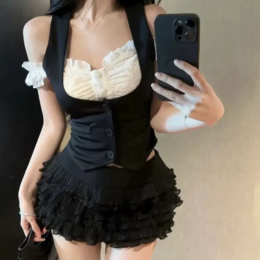 [BUNJANG] Frill Bustier Top / 프릴 뷔스티에 탑