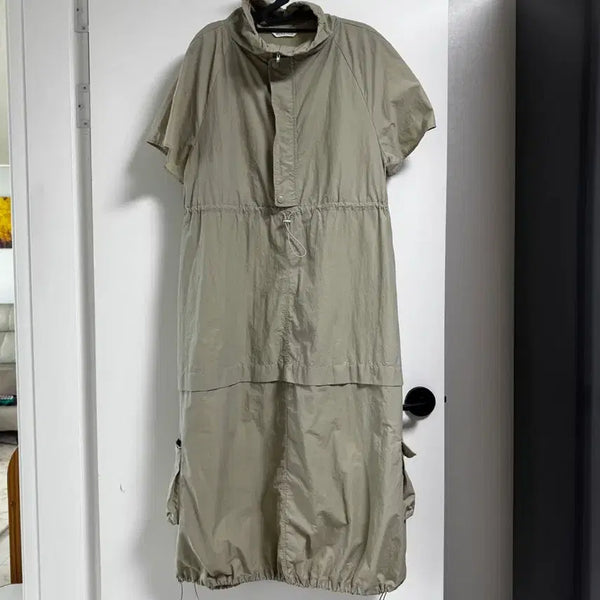 [BUNJANG] Hooded String Long Dress - Olive Khaki (Plus Size) / 연카키색 후드 스트링 원피스 빅사이즈 7788