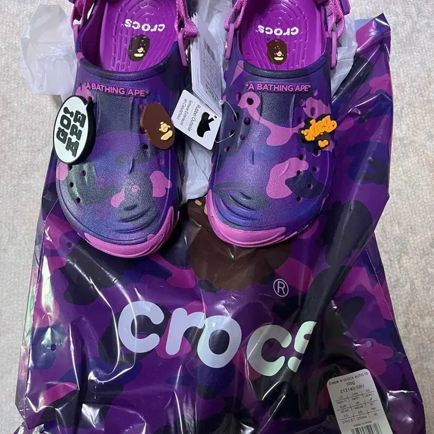 [BUNJANG] Bape x Crocs Classic Clog Purple (270mm) / 베이프 크록스 270 퍼플