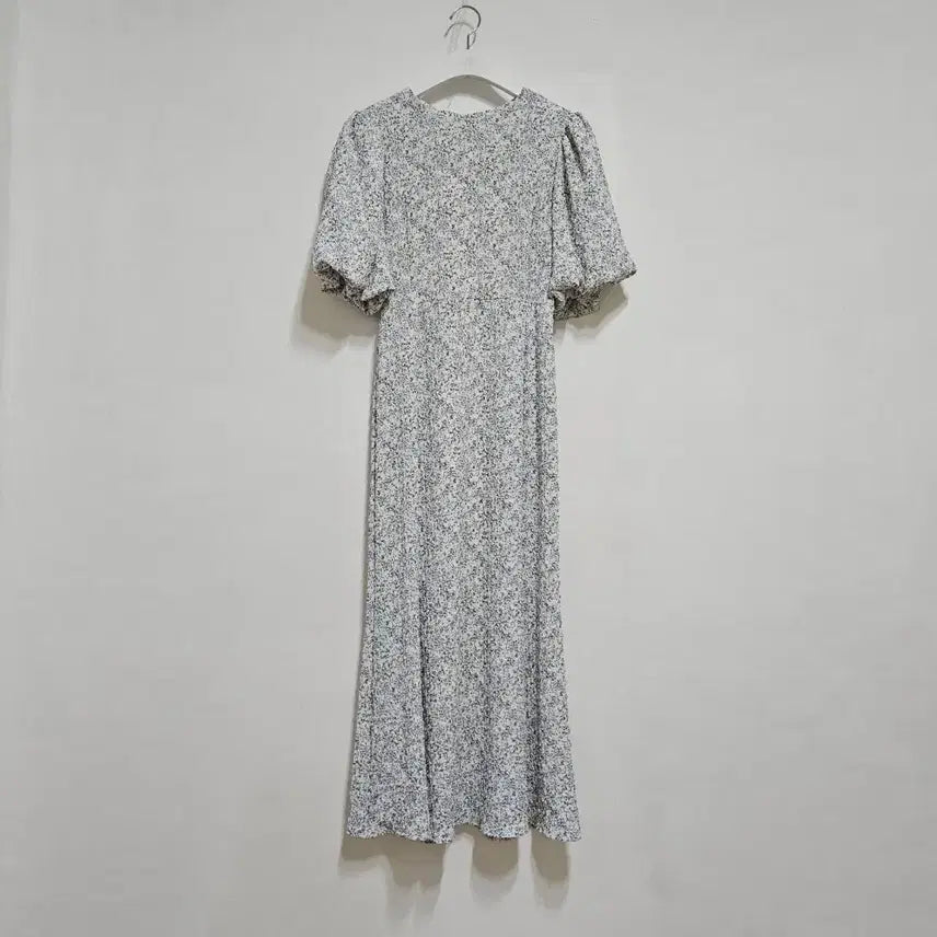 [BUNJANG] Puff Sleeve Pleated Long Dress / 퍼프 입체주름 롱원피스