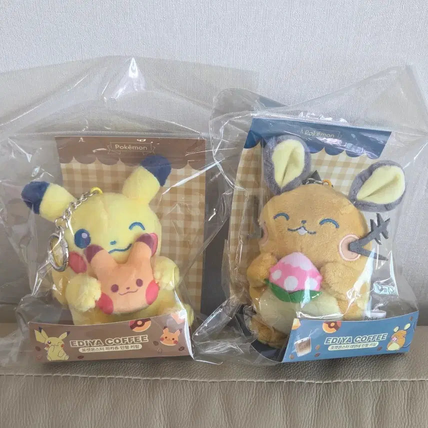 [BUNJANG] Ediya Pokémon Pikachu + Dedenne Keyring Doll Set / 이디야 포켓몬 피카츄+데덴네 키링 인형 세트