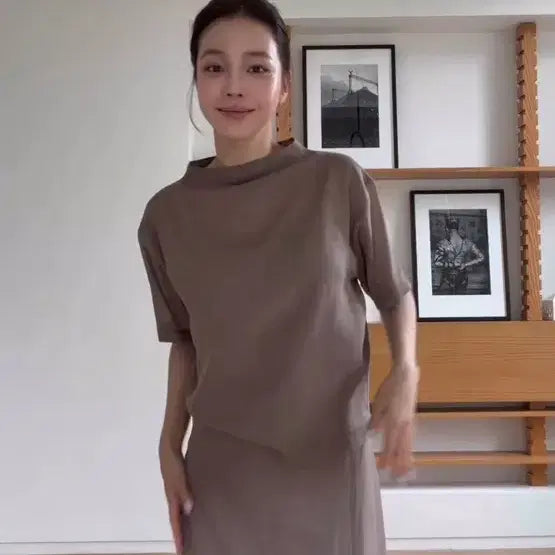 [BUNJANG] Ceci Laurent Mocha Blouse + Skirt Set (Size S) / 씨에씨 로랑 블라우스+스커트S 모카