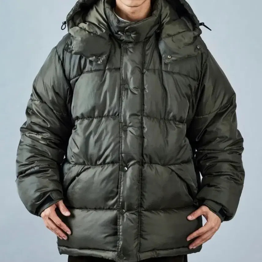 [BUNJANG] Freaks Store Big Silhouette Heavy Fiber Hooded Padding Khaki / [L]프릭스스토어 빅실루엣 헤비 화이버 후드 패딩 카키