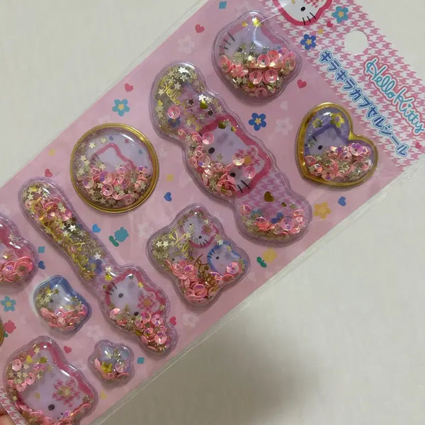 [BUNJANG] Sanrio Kawaii Hana Sparkling Capsule Sequin Stickers / 산리오 카오하나 반짝이는 캡슐 스팽클 스티커