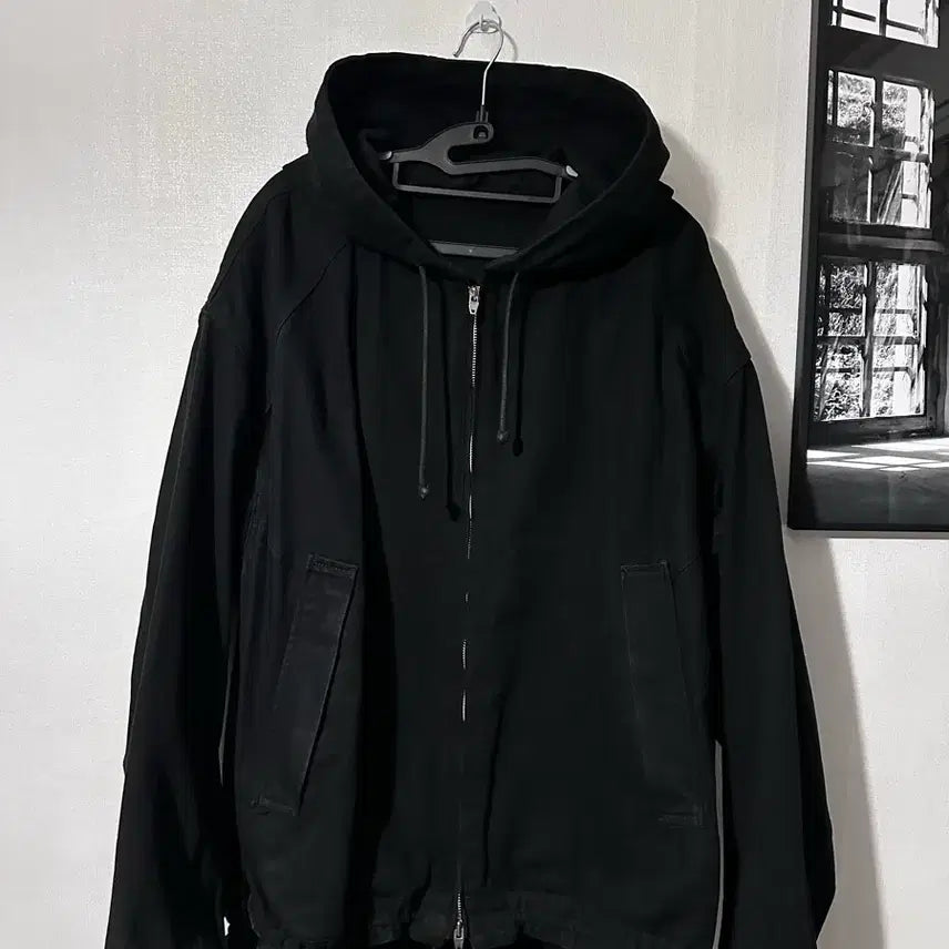 [BUNJANG] Juun.J Black Cotton Hoodie Zip-Up M / 준지 블랙 코튼 후드집업 M