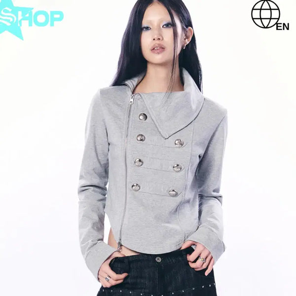 [BUNJANG] SET UP EXE Napoleon High-Neck Jacket Gray / 셋업이엑스이 나폴레옹 자켓