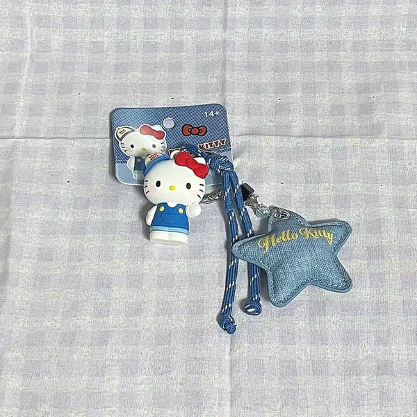 [BUNJANG] Sanrio Hello Kitty Denim Star Charm Keychain / 새상품) 산리오 헬로키티 키링