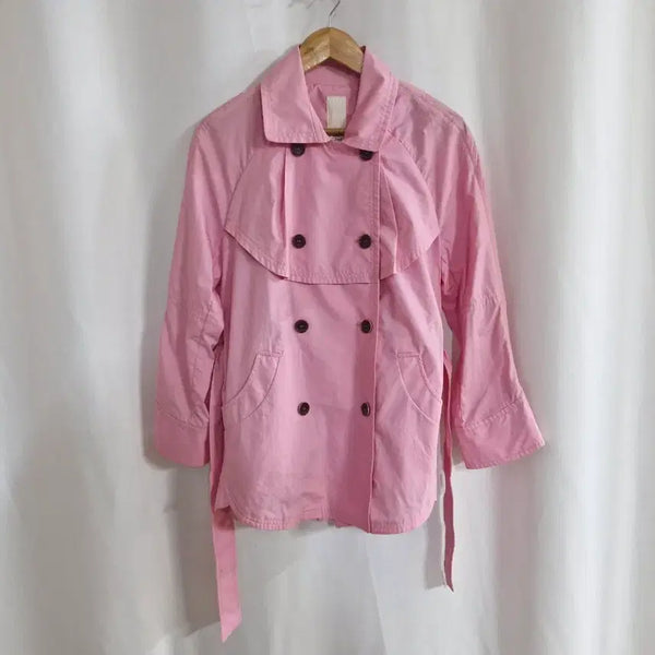 [BUNJANG] O'ZOCEAN Pink Double-Button Jacket with Belt / 오즈세컨 핑크 자켓