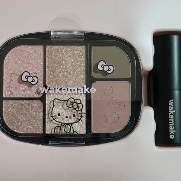 [BUNJANG] WakeMake Hello Kitty Pink Shell + Sooty Pink Eyeshadow Palette & Lipstick Set / 웨이크메이크 헬로키티 핑크쉘 + 수티핑크