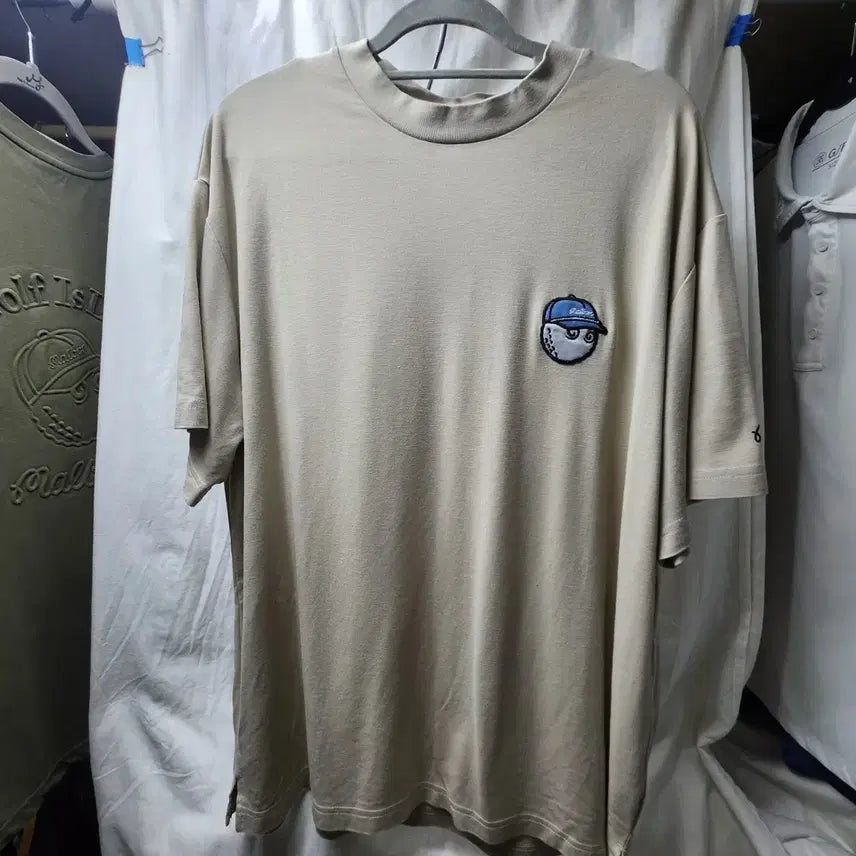 [BUNJANG] Malbon Golf Beige T-Shirt L / 말본 골프 티셔츠 베이지 색상 L
