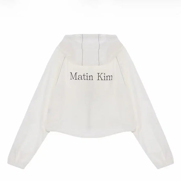 [BUNJANG] Matinkim Cropped Hooded Windbreaker White / 마뗑킴 크롭 후드 바람막이 화이트