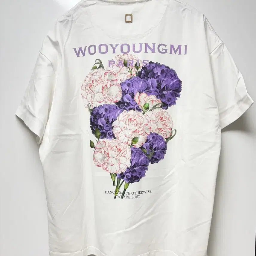 [BUNJANG] Wooyoungmi Flower Short Sleeve T-Shirt White Size 44 / 우영미 플라워 반팔티 화이트 44