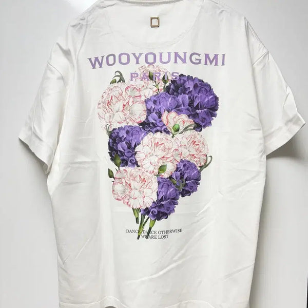 [BUNJANG] Wooyoungmi Flower Short Sleeve T-Shirt White Size 44 / 우영미 플라워 반팔티 화이트 44