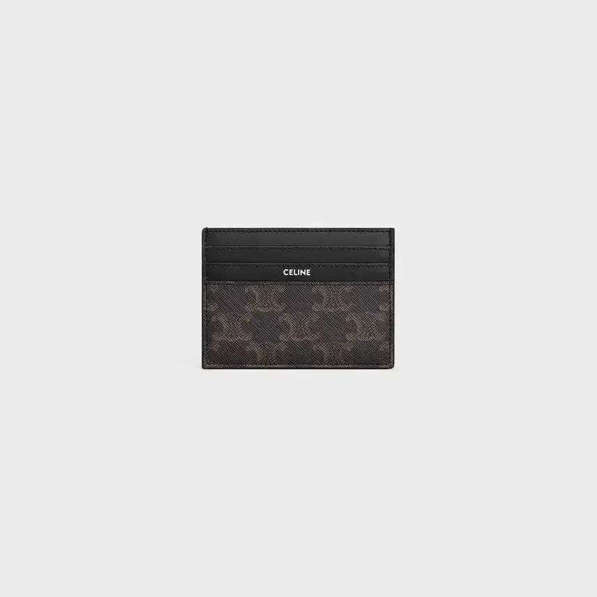 [BUNJANG] Celine Triomphe Canvas & Calfskin Black Card Holder / 셀린느 카드 지갑 / 트리옹프 캔버스 & 카프스킨 블랙