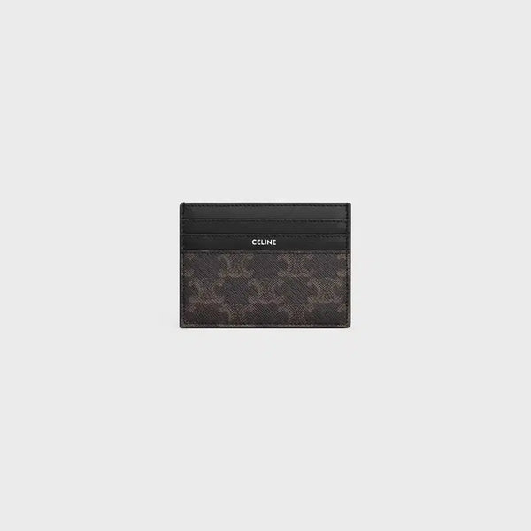 [BUNJANG] Celine Triomphe Canvas & Calfskin Black Card Holder / 셀린느 카드 지갑 / 트리옹프 캔버스 & 카프스킨 블랙