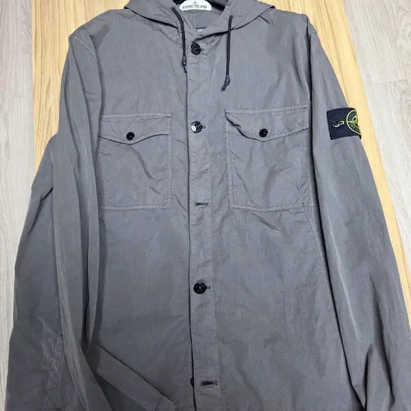 [BUNJANG] Stone Island Overshirt Hoodie Gray / 스톤아일랜드 오버셔츠 후드 그레이