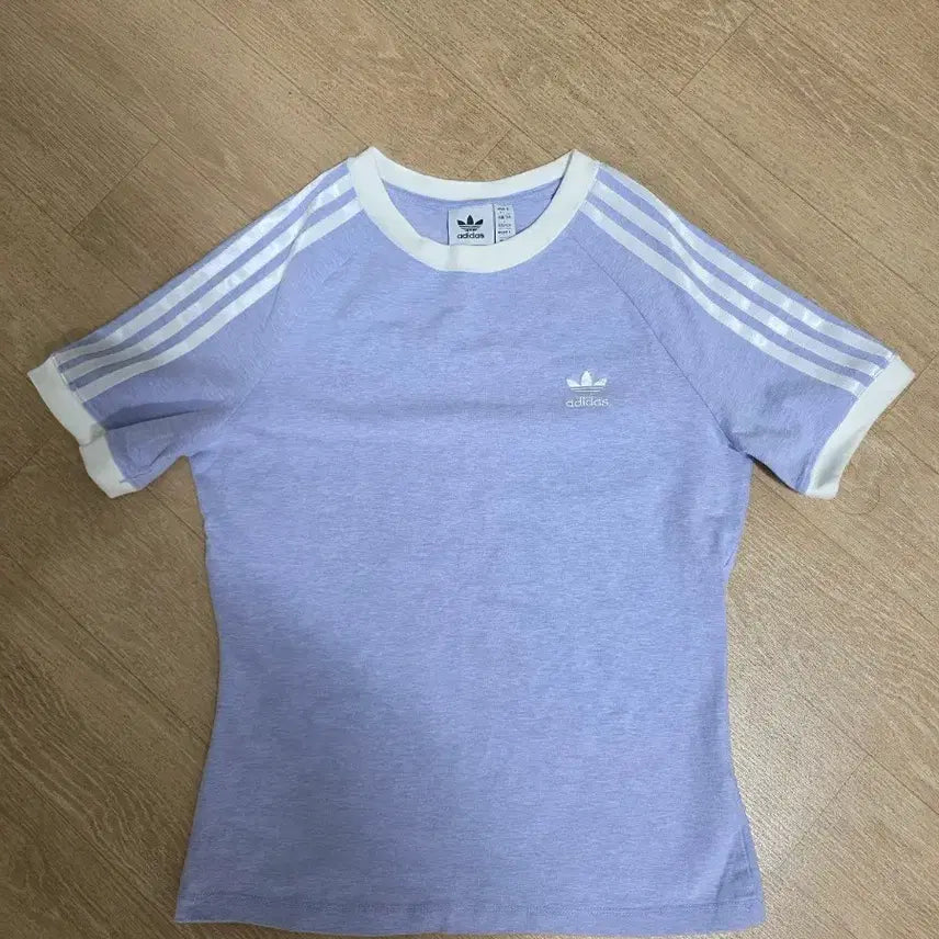 [BUNJANG] Adidas Women's Slim Fit Ringer T-Shirt / 아디다스 여성 삼선 슬림핏 링거티 반팔티 연보라