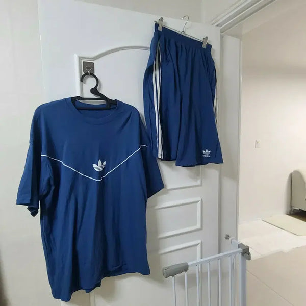 [BUNJANG] Adidas Short Sleeve T-Shirt and Shorts Set - Navy / 아디다스 반팔 티셔츠 반바지 세트 네이비새상품