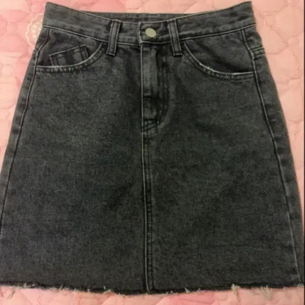 [BUNJANG] Premium Black Denim Mini Skirt / 흑청 프리미엄 데님 미니스커트