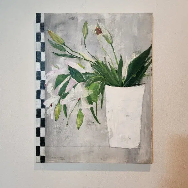 [BUNJANG] Yoon Deok-hee 'Lily Scent' Oil Painting (2009) / 윤덕희 화백의 서정적인 시선, '백합꽃향기' 유화 작품