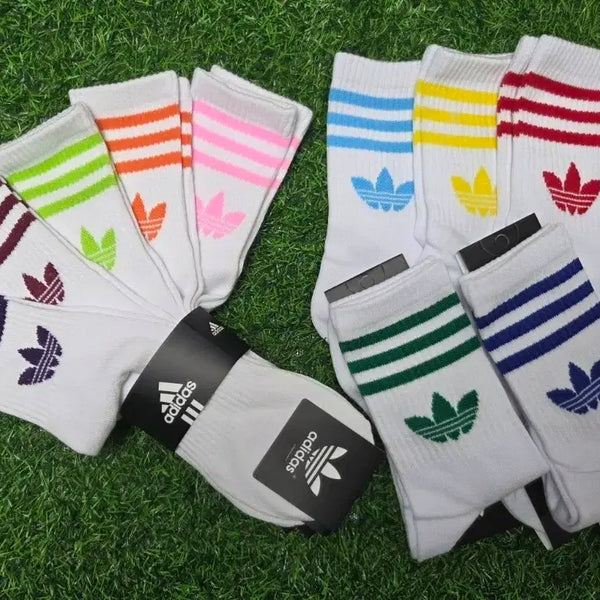 [BUNJANG] Adidas Color Mid-Calf Socks (10 Pairs) / 아디다스 컬러 중목 양말