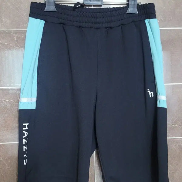 [BUNJANG] Hazzys Men's Black Shorts with Mint Accent (XL) / (남성xl사이즈)헤지스 반바지 블랙 민트(허리전체밴딩)