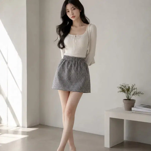 [BUNJANG] Checkered Mini Skirt / 체크 미니스커트