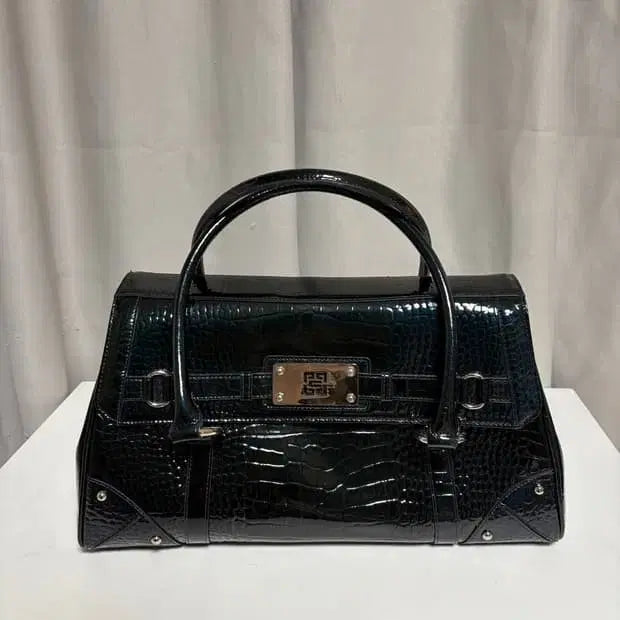 [BUNJANG] Pierre Cardin Blue-Black Crocodile Leather Tote Bag / 피에르가르뎅 블루블랙 악어 가죽 토트백 새상품