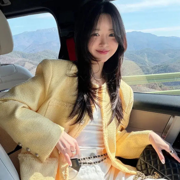 [BUNJANG] Bicini Yellow Tweed Jacket / 바이씨니 옐로우트위드자켓