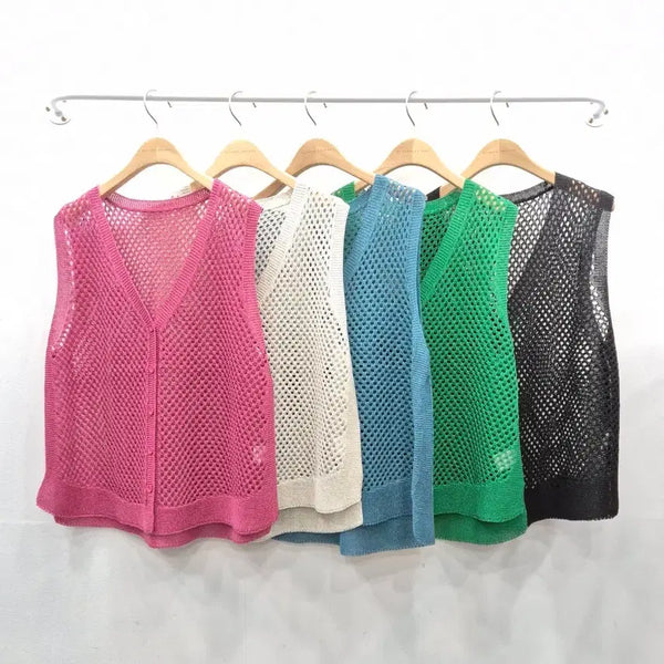 [BUNJANG] Mesh Knit Button Vest / 매쉬 그물 단추 니트 조끼