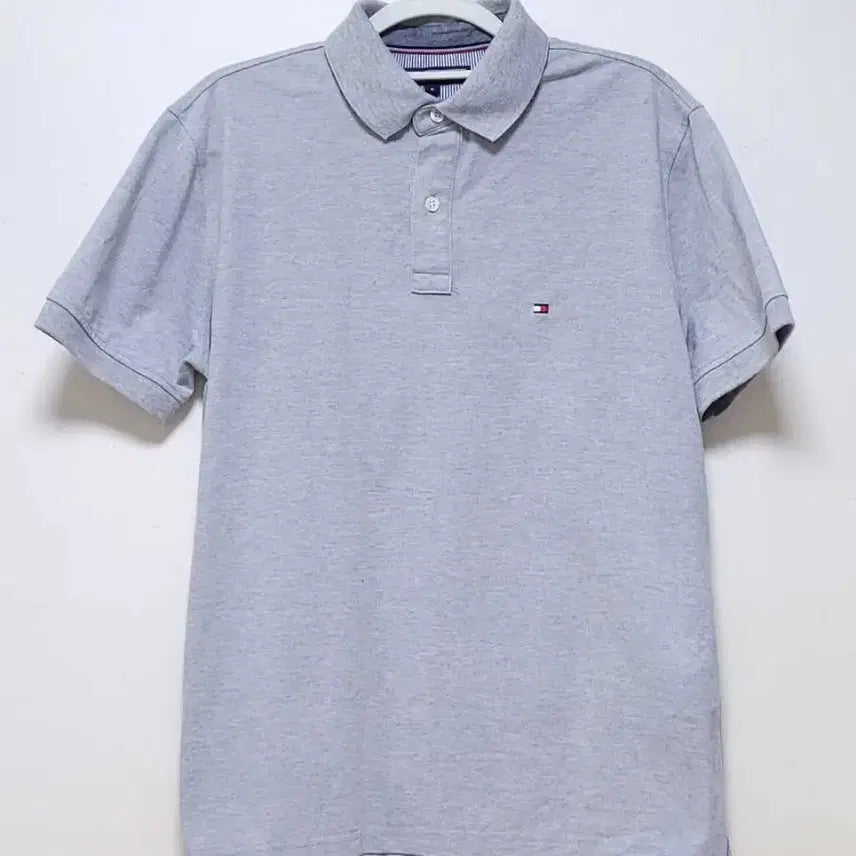 [BUNJANG] Tommy Hilfiger Gray Casual Short Sleeve Polo Shirt (Size M) / 타미힐피거 그레이 캐주얼 반팔카라티 (사이즈 95/M)