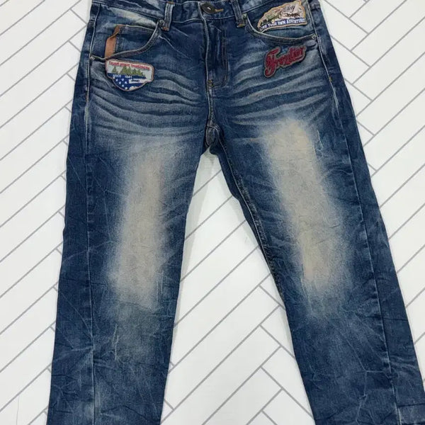 [BUNJANG] JEEP Women's Distressed Patch Denim Jeans (Size 26) / JEEP 여자26 청바지 8-9부