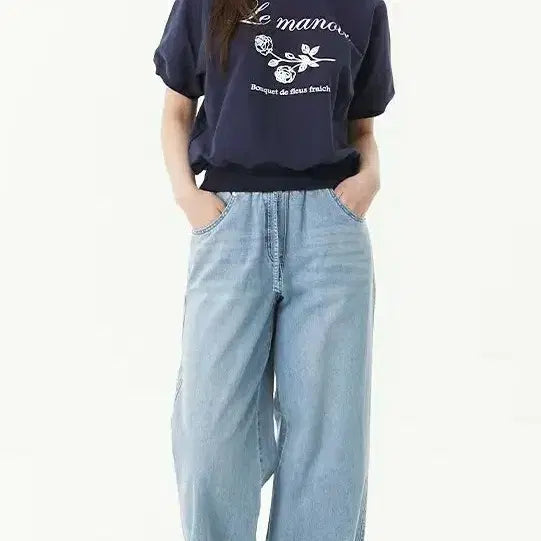 [BUNJANG] Plastic Island Waist Banding Denim Pants (M) / 플라스틱 아일랜드 허리밴딩 데님팬츠